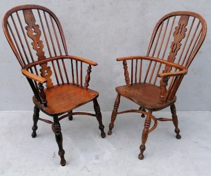 Near Pair 19th Cent Windsor Chairs