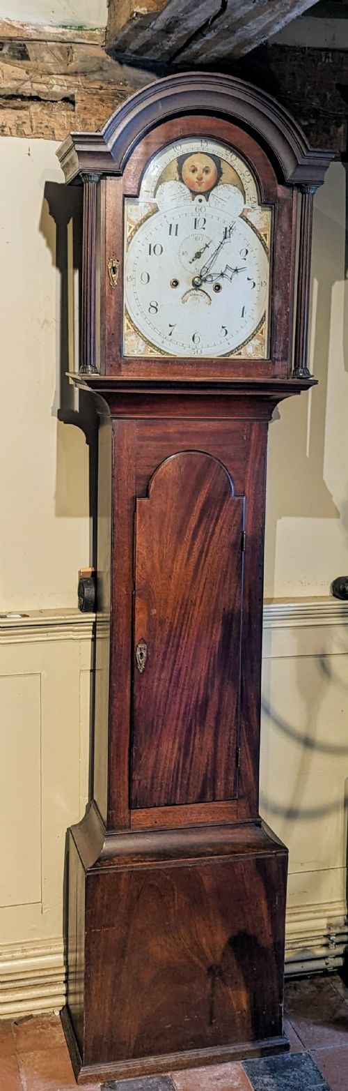 Small 19th Cent Moon Dial Longcase Long Case Grandfather Clock