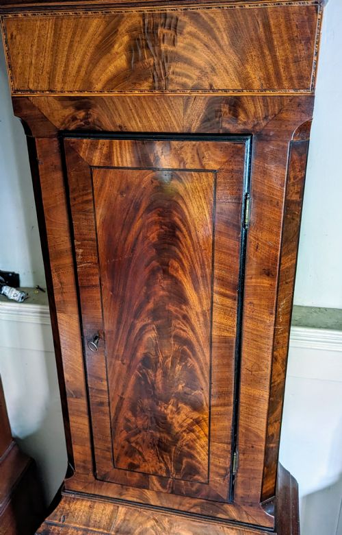 fig 1. Geo III Mahogany Moon Dial Longcase Long Case Grandfather Clock