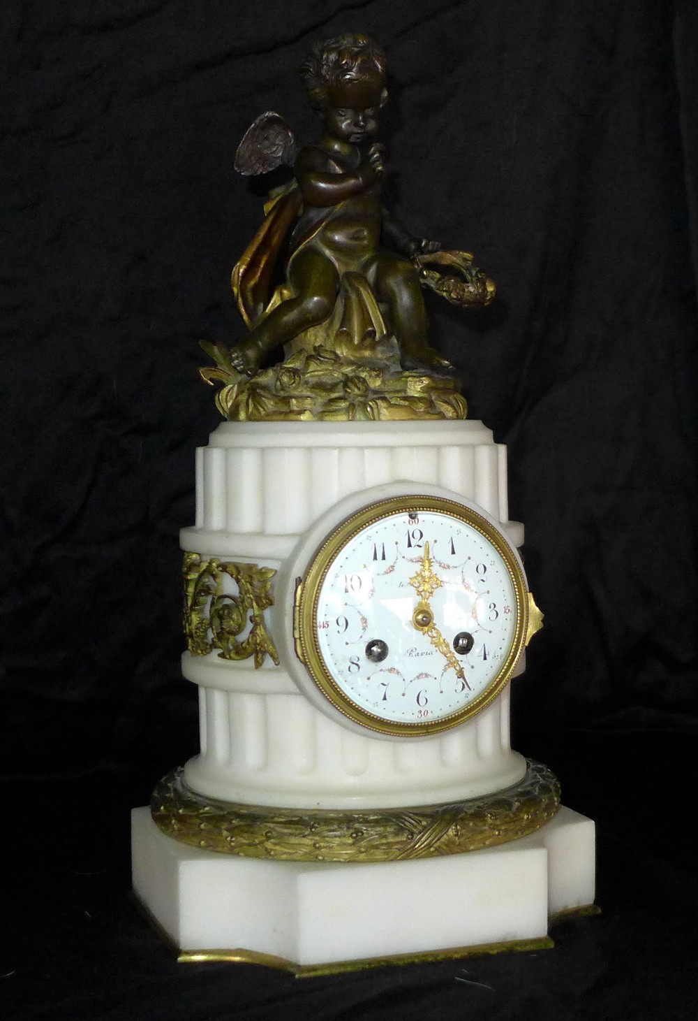 Exquisite White Marble, Ormolu and Bronze Clock 