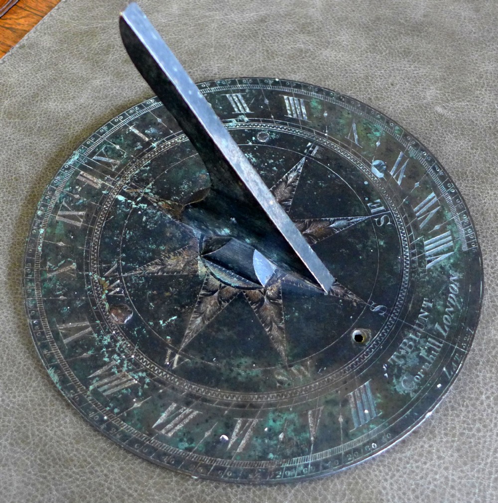 18th Cent Horizontal Bronze Sundial by T Blunt