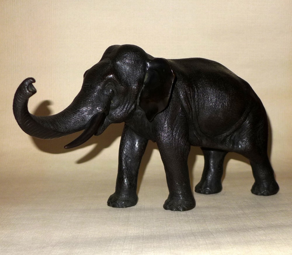 19th Cent Japanese Bronze Elephant 