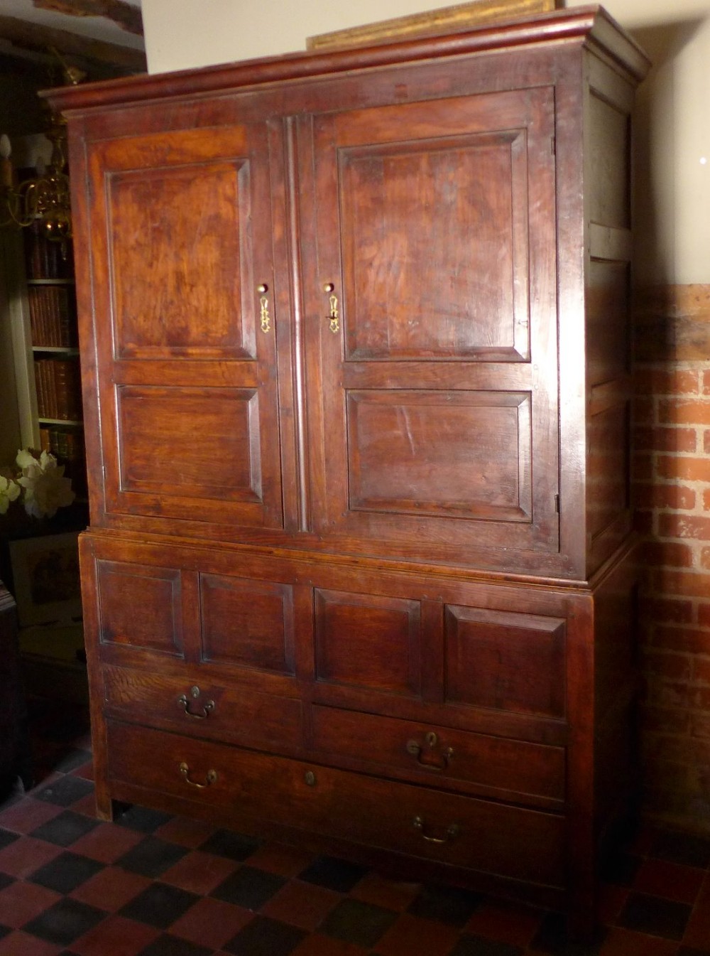 18th Cent Welsh Oak Press Cupboard
