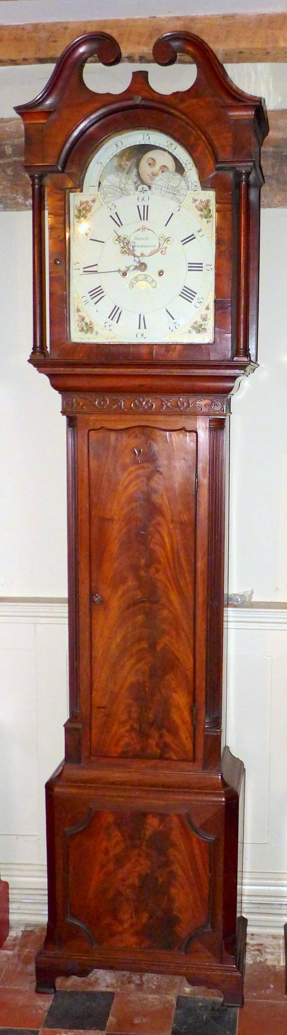 Geo III Mahogany Longcase Clock with Moon Dial