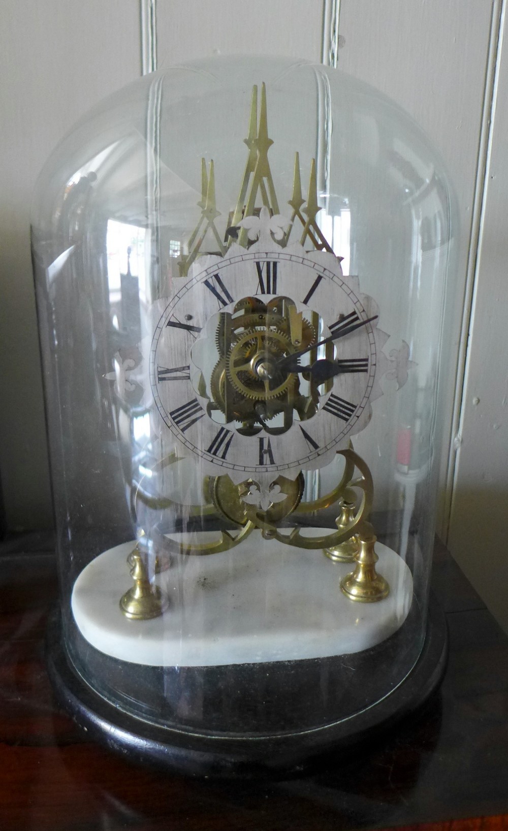 19th Cent Brass  Fusee Skeleton Clock