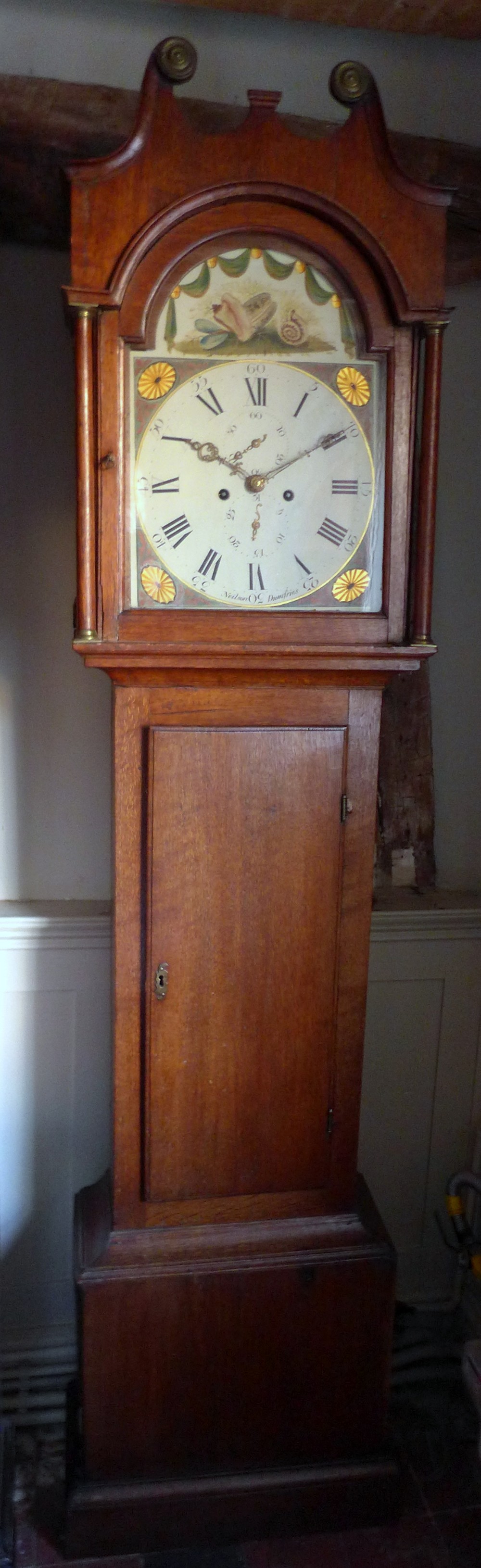 Early 19th Cent Oak 8 Day Scottish Long case Grandfather Clock