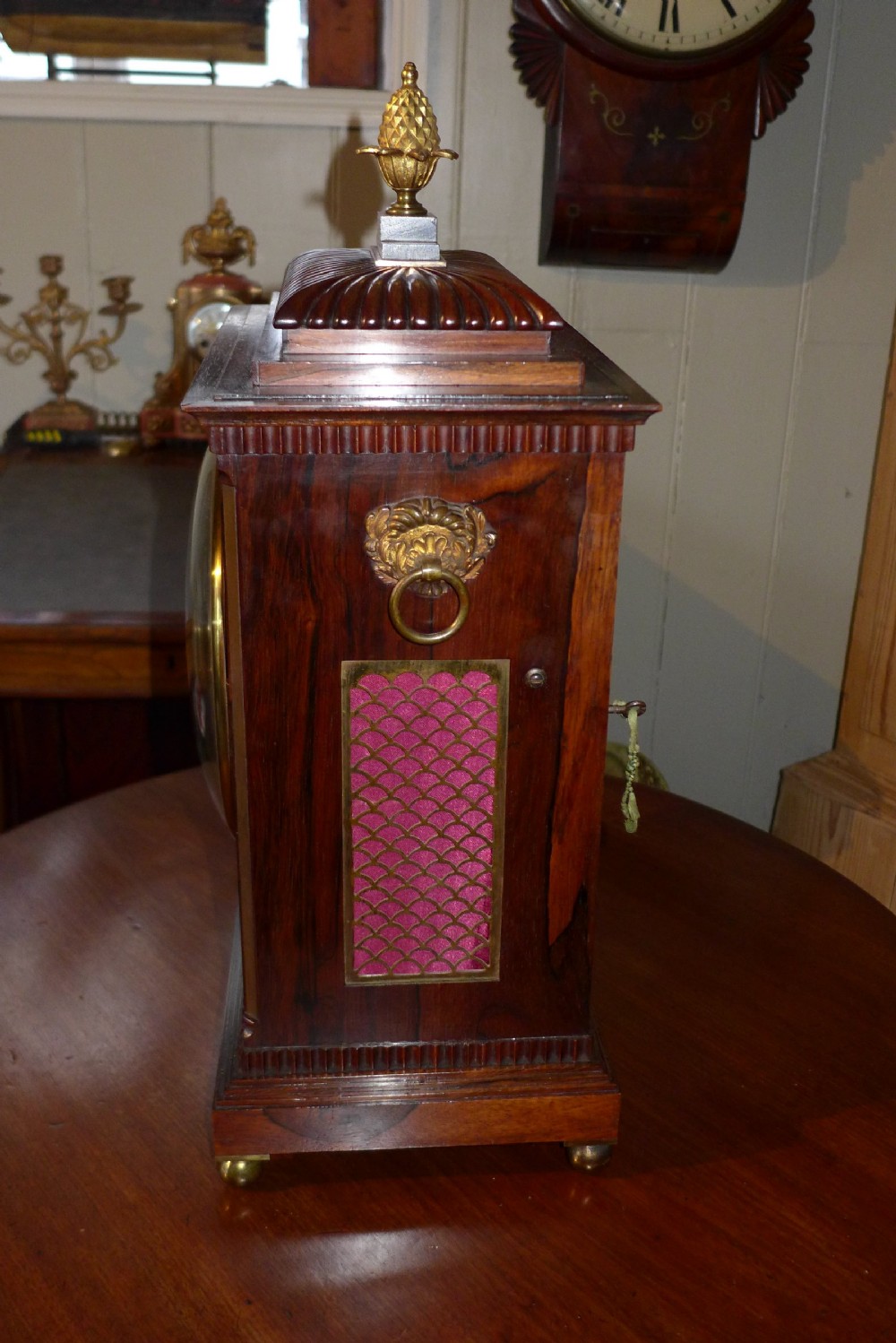 Fine 19th Cent 3 Train Musical Bracket Clock View II