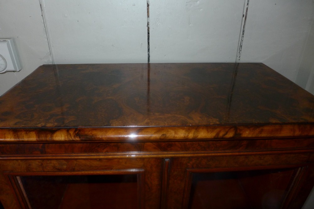 19th Cent Burr Walnut Display/Music Cabinet View III
