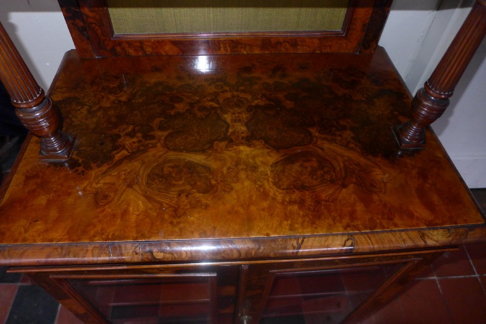 19th Cent Burr Walnut Display/Music Cabinet View IV