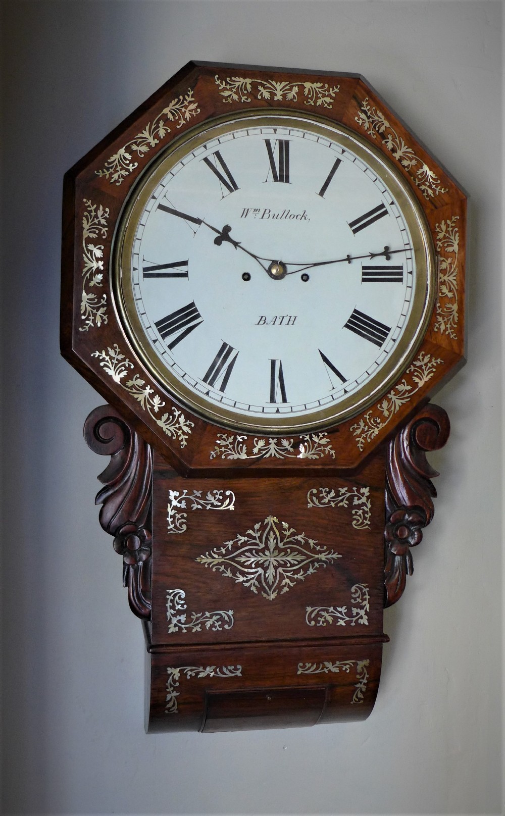 Early 19th Cent Rosewood Striking Fusee Wall Clock