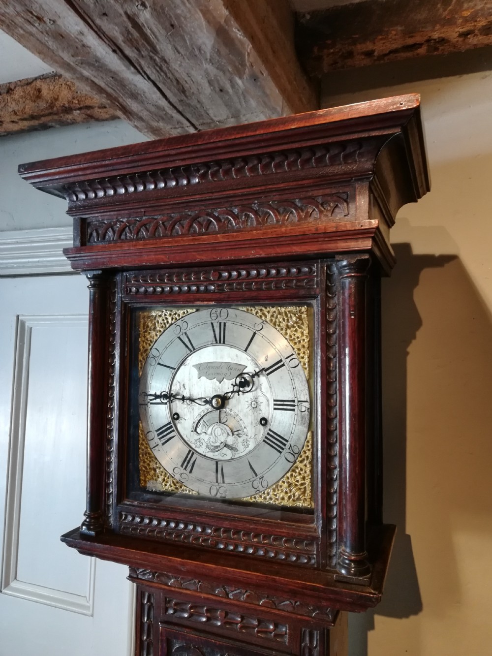 18th Cent Carved Oak 8 Day Long Case / Grandfather Clock View II