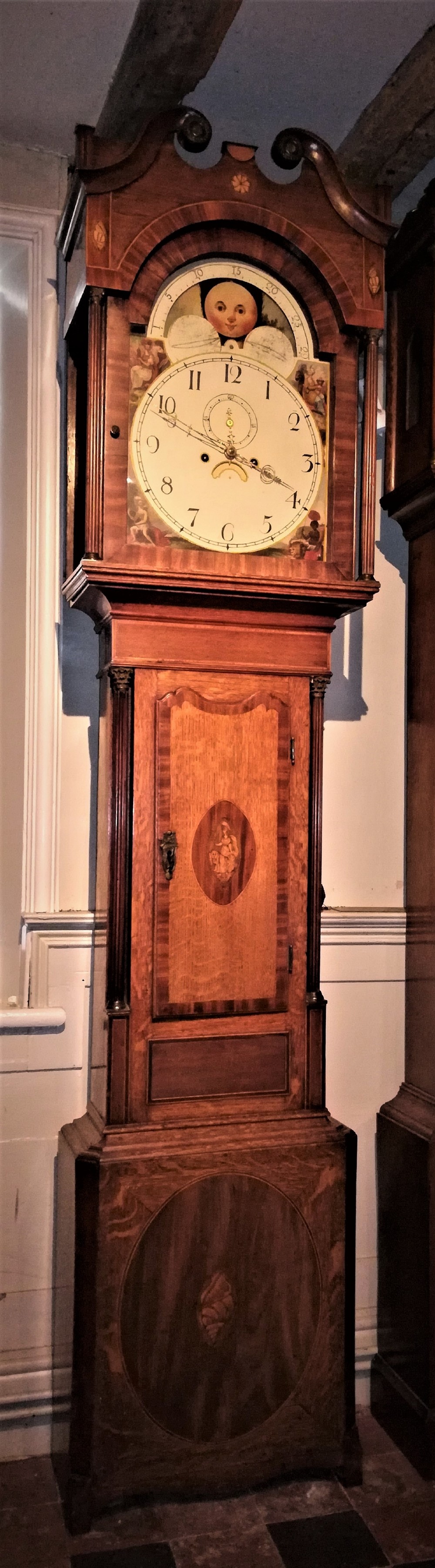 Late 18th Cent Moon Dial Long Case / Grandfather Clock