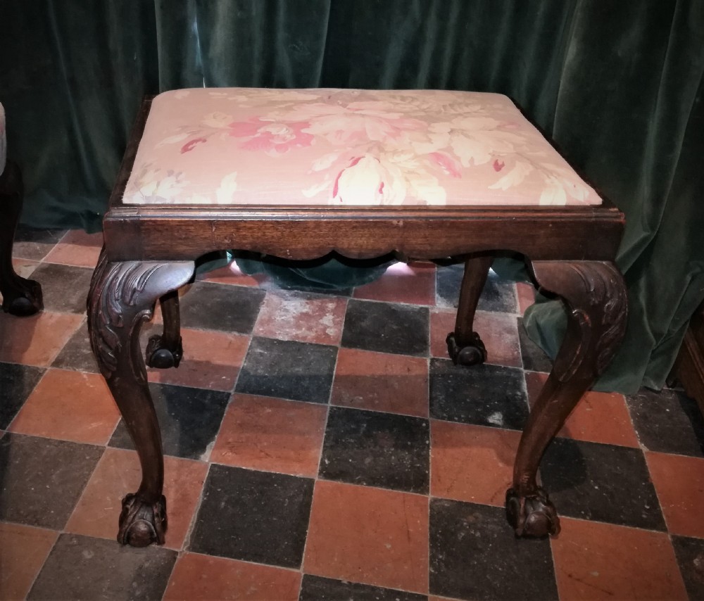 19th Cent Queen Ann Style Wing Chair and Stool View III