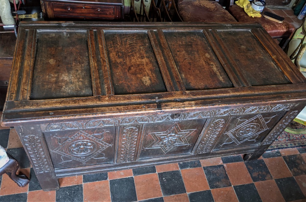 17th Cent Carved Oak Coffer View II