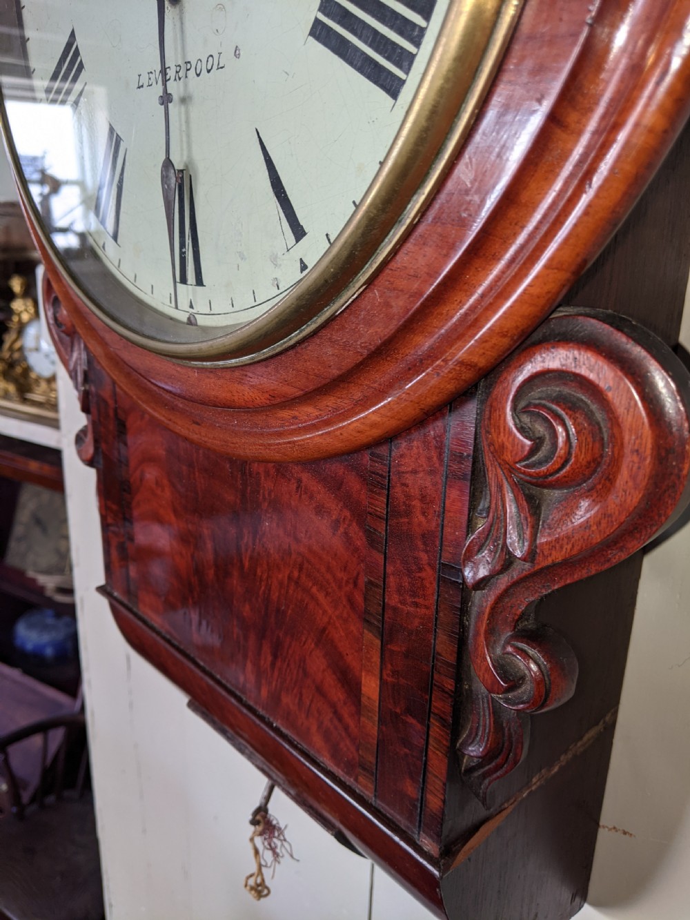 19th Cent Mahogany Fusee Wall Clock View IV