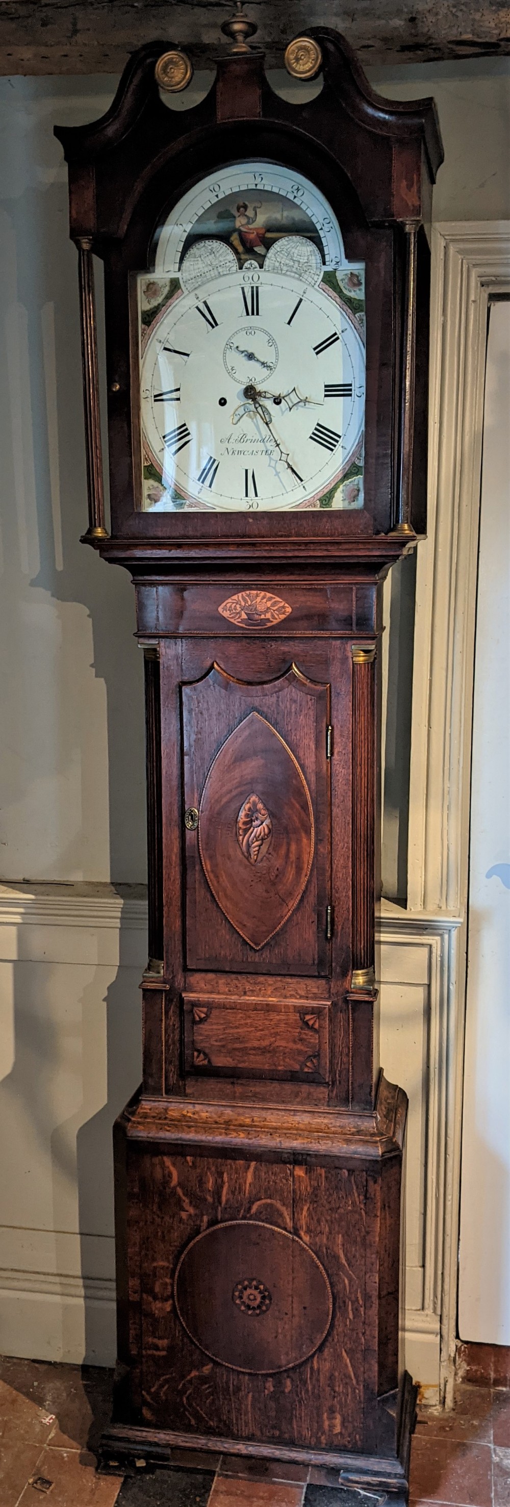 Late 18th Cent Moon Dial Long Case Longcase Grandfather Clock
