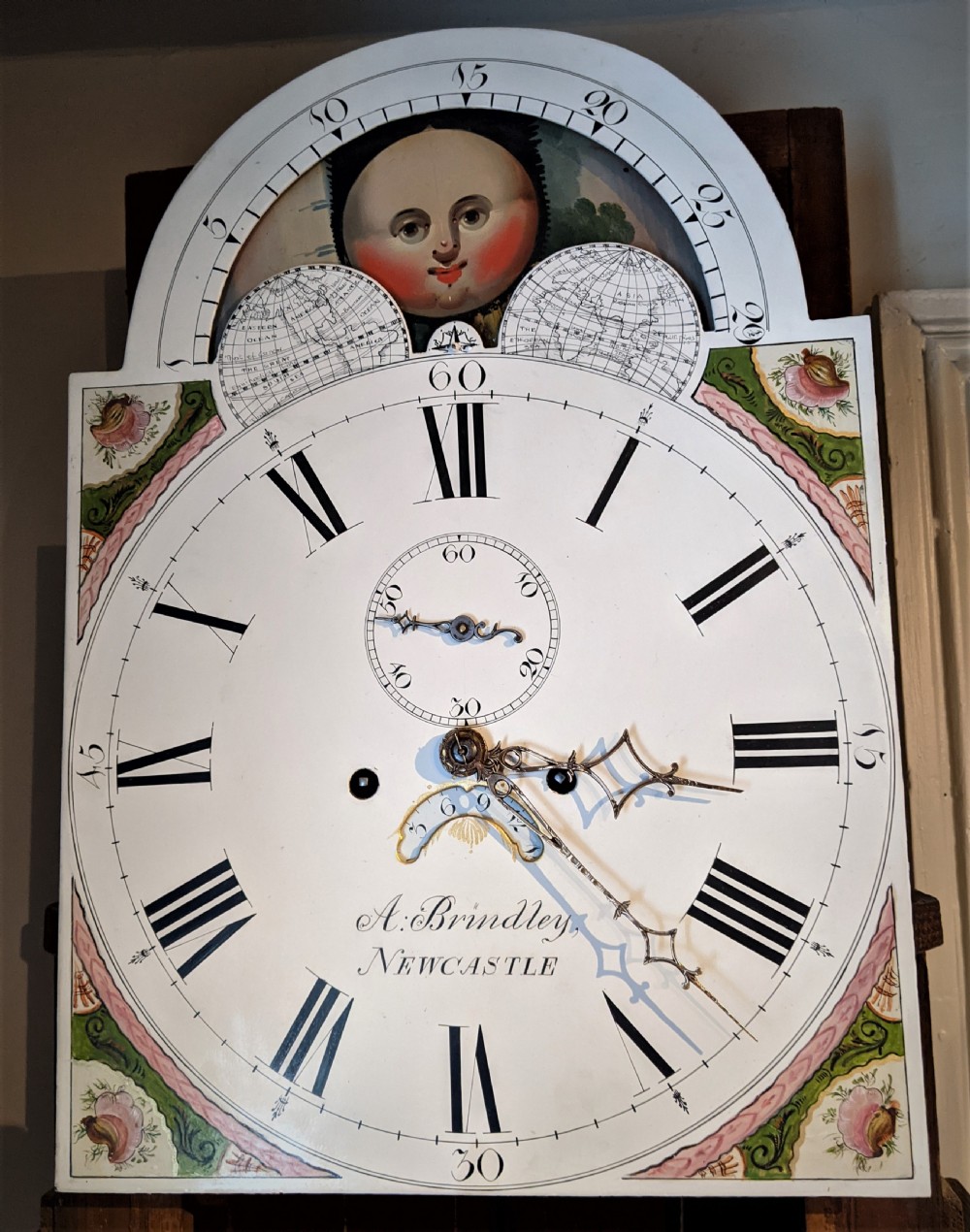 Late 18th Cent Moon Dial Long Case Longcase Grandfather Clock View IV