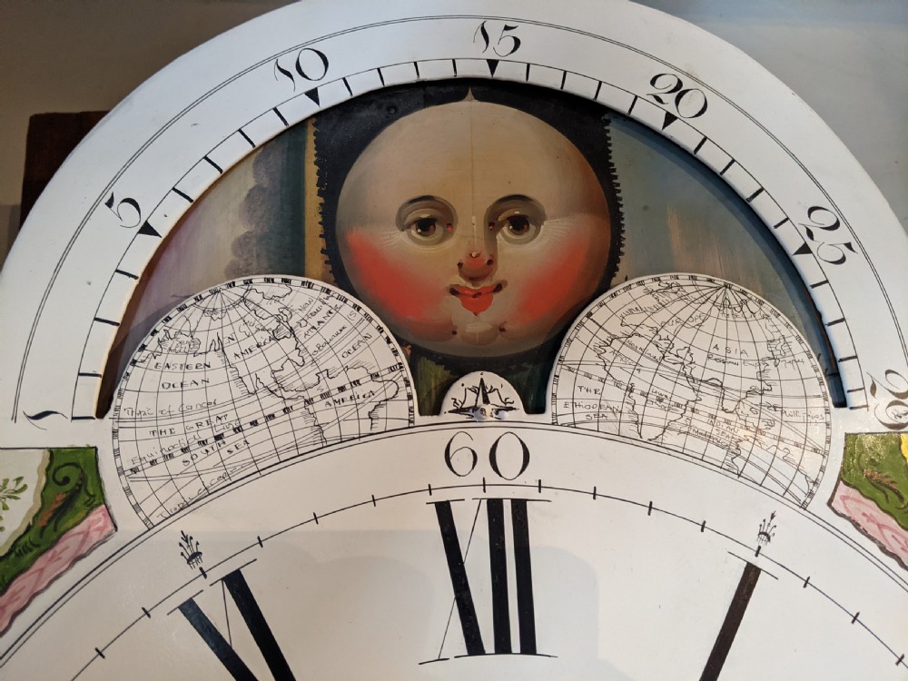 Late 18th Cent Moon Dial Long Case Longcase Grandfather Clock View VI