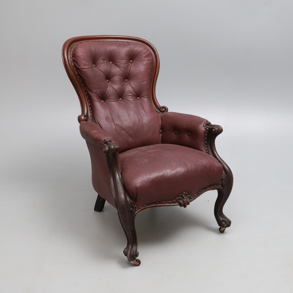 Victorian Leather Library Chair