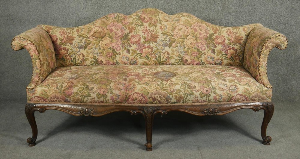 Late 19th Cent Geo III Style Camel Back Sofa