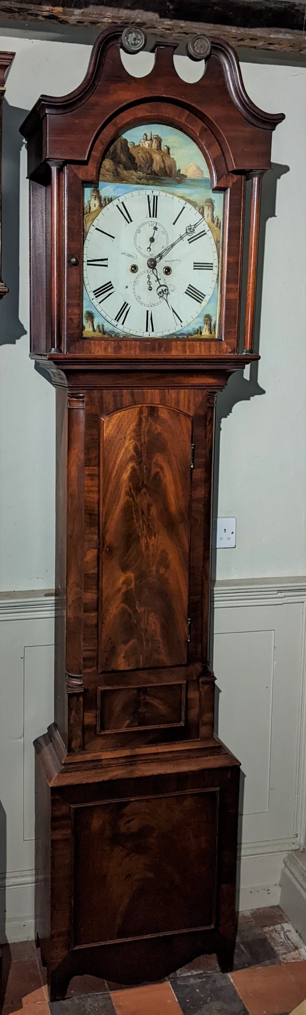 19th Cent Scottish Mahogany Longcase Long Case Grandfather Clock