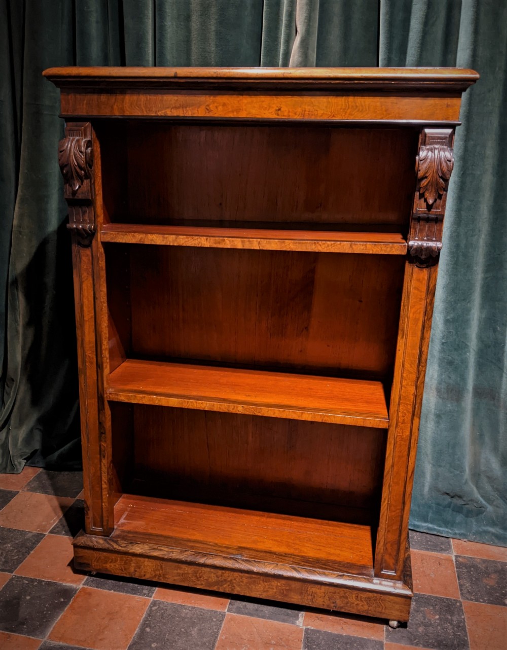 19th Cent Burr Walnut Bookcase