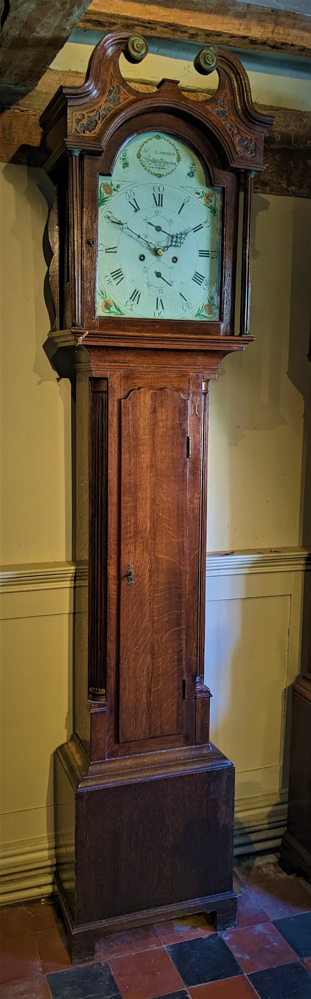 Late 18th Cent Scottish Oak Longcase  Long Case Grandfather Clock