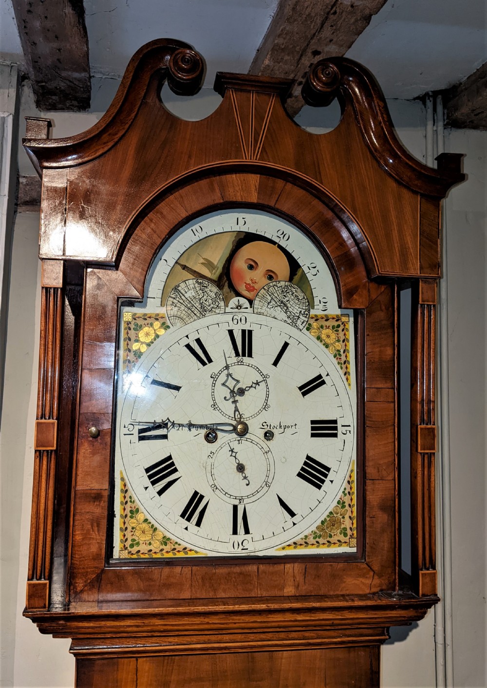 19th Cent Moon Dial Longcase Clock View II