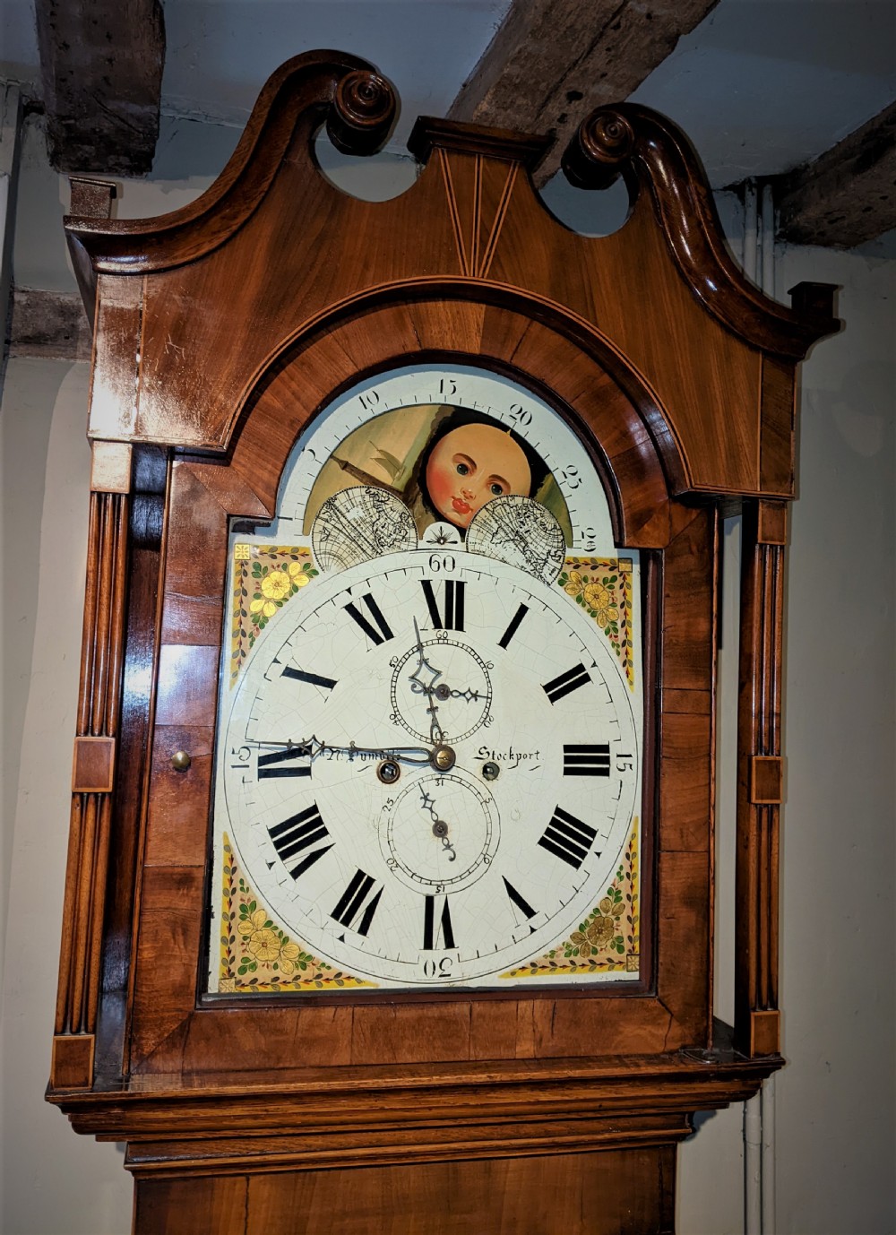 19th Cent Moon Dial Longcase Clock View V