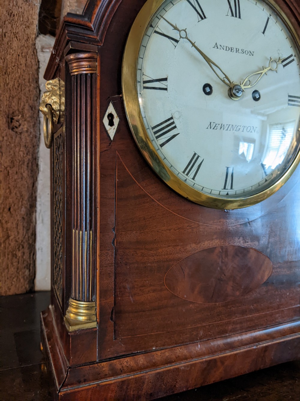 Geo III Mahogany Pad Top Bracket Clock View V