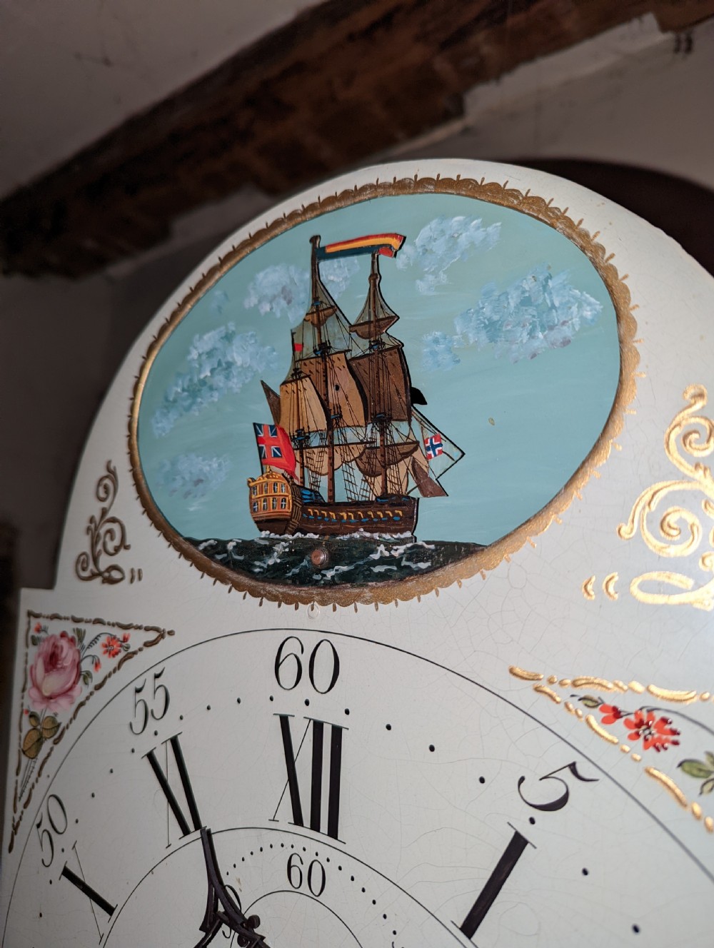 Late 18th Cent Rocking Ship Longcase Grandfather Clock View VI
