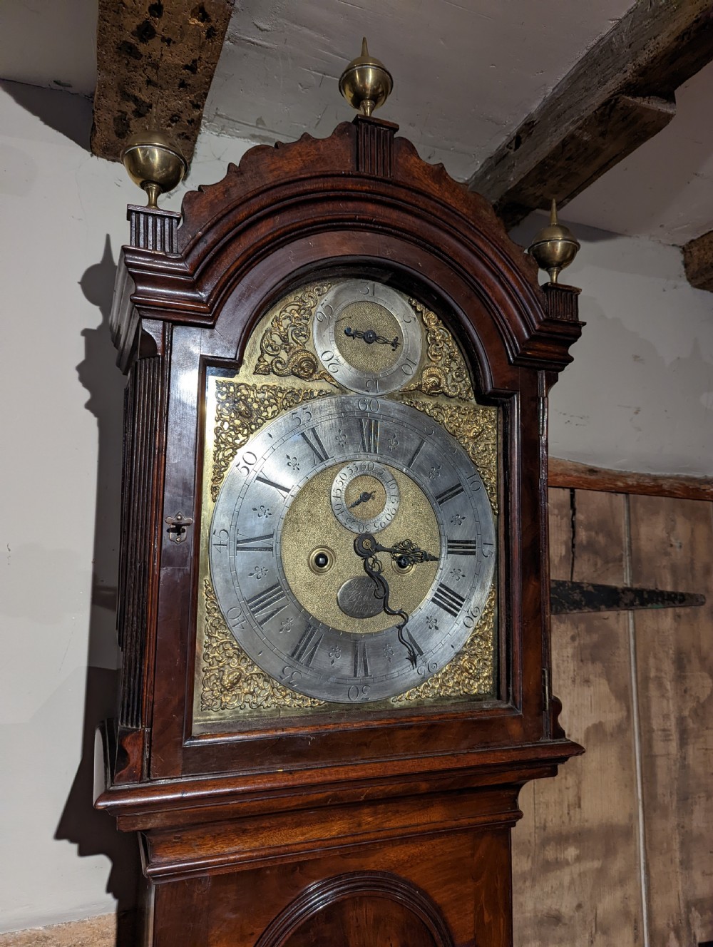 18th Cent Mahogany Longcase Long Case Grandfather Clock View II