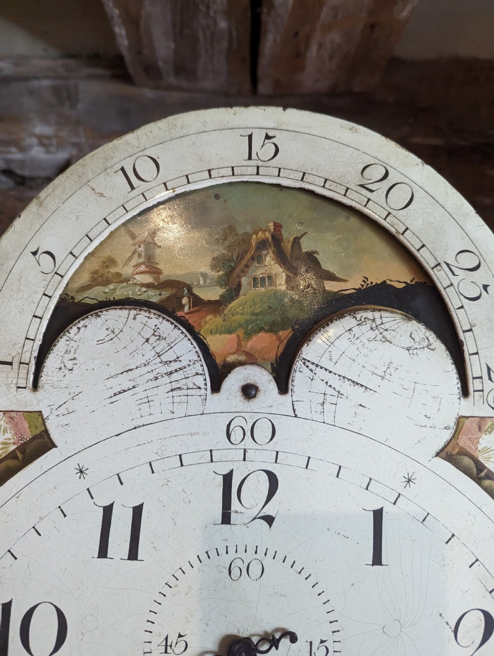 Small 19th Cent Moon Dial Longcase Long Case Grandfather Clock View V