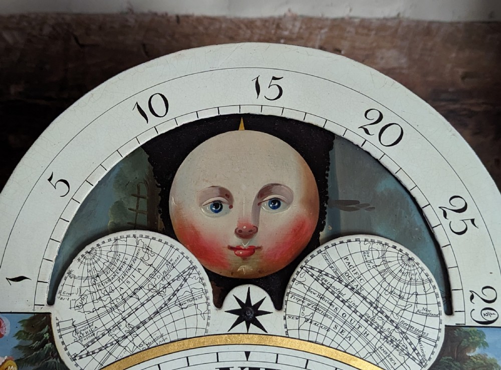 Geo III Mahogany Moon Dial Longcase Long Case Grandfather Clock View VI