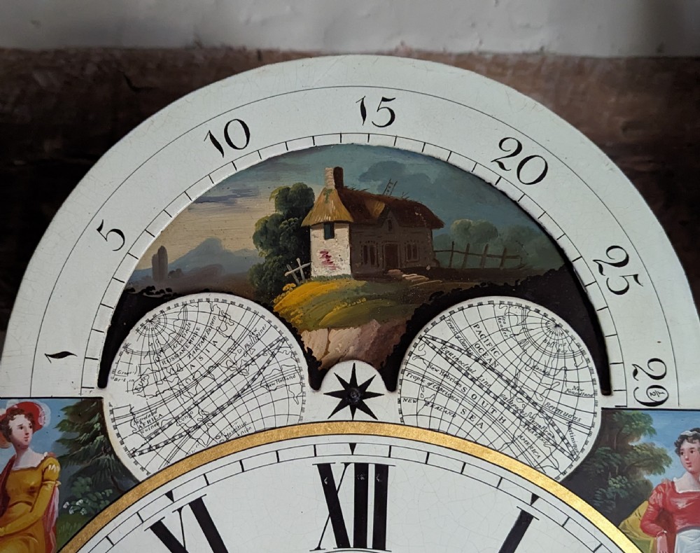 Geo III Mahogany Moon Dial Longcase Long Case Grandfather Clock View VII