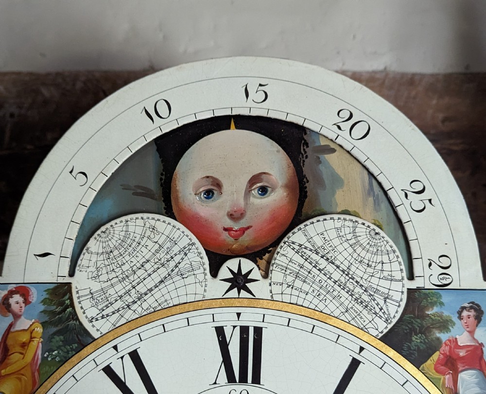 Geo III Mahogany Moon Dial Longcase Long Case Grandfather Clock View VIII