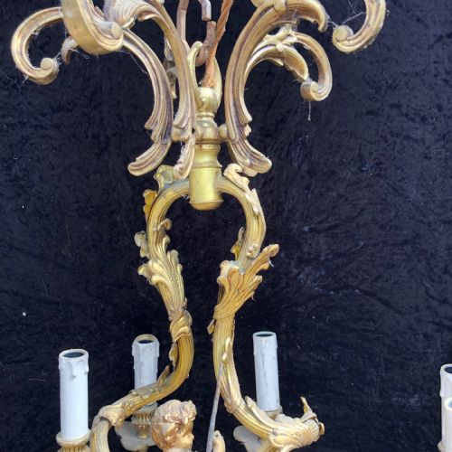 A TEN LIGHT FRENCH GILT CHERUB ANTIQUE CHANDELIER - ADDITIONAL PHOTO 2