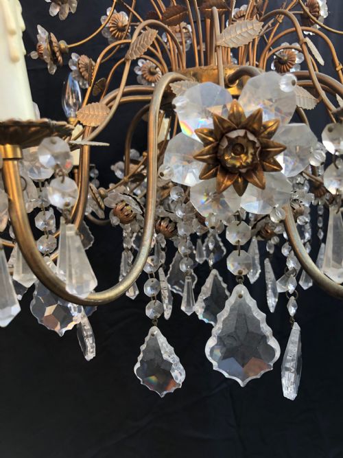 A TWELVE LIGHT FLORENTINE FLOWER ANTIQUE CHANDELIER - ADDITIONAL PHOTO 4