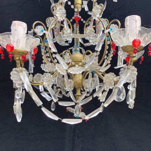FIVE LIGHT GILT FRAMED FLORENTINE CHANDELIER - ADDITIONAL PHOTO 4