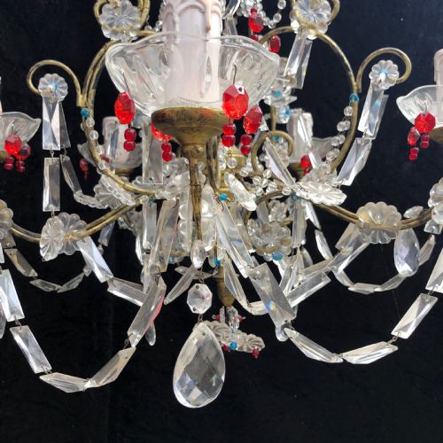 FIVE LIGHT GILT FRAMED FLORENTINE CHANDELIER - ADDITIONAL PHOTO 6