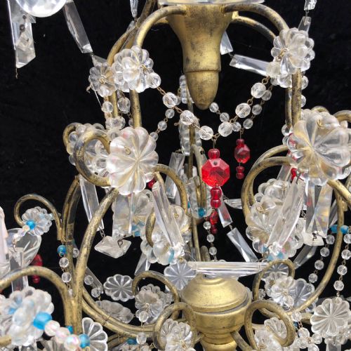 FIVE LIGHT GILT FRAMED FLORENTINE CHANDELIER - ADDITIONAL PHOTO 7