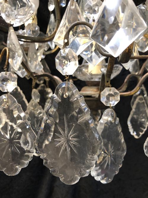 A NINE LIGHT FRENCH CAGE DARK FRAME ANTIQUE CHANDELIER - ADDITIONAL PHOTO 8