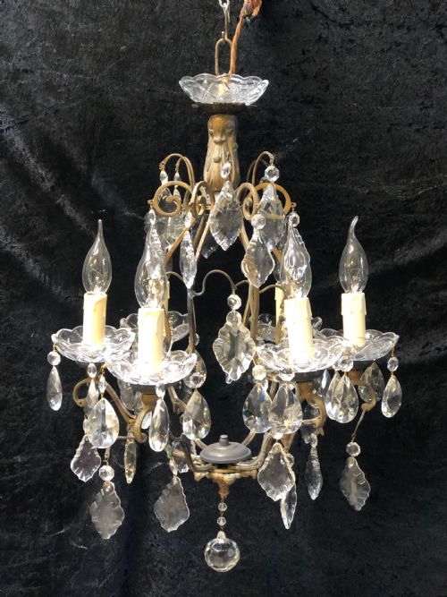 a six light french cage antique chandelier - CATEGORY: ANTIQUE LIGHTING - DATED 1900