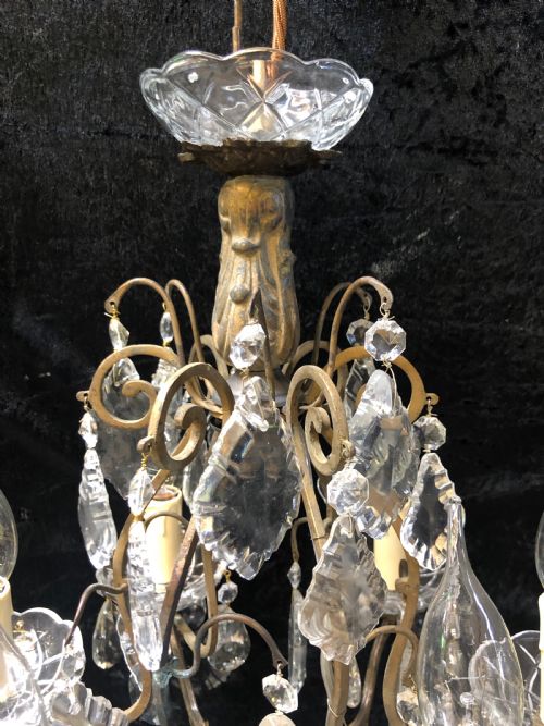A SIX LIGHT FRENCH CAGE ANTIQUE CHANDELIER - ADDITIONAL PHOTO 1