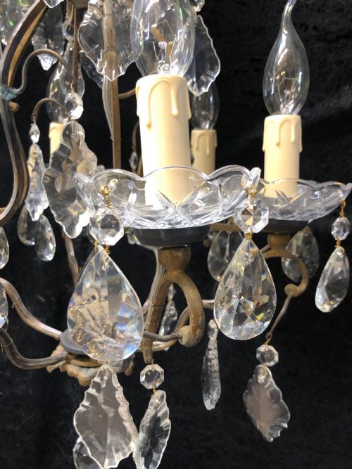 A SIX LIGHT FRENCH CAGE ANTIQUE CHANDELIER - ADDITIONAL PHOTO 4