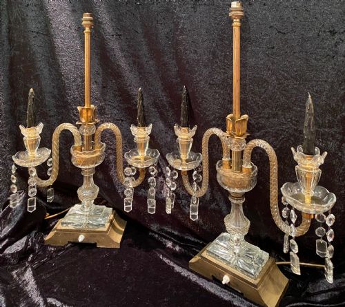 A PAIR OF ENGLISH CANDELABRA LAMPS - ADDITIONAL PHOTO 1