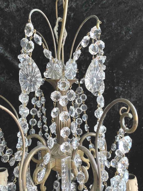 FIVE LIGHT DARK FRAMED PRETTY ITALIAN CHANDELIER - ADDITIONAL PHOTO 1