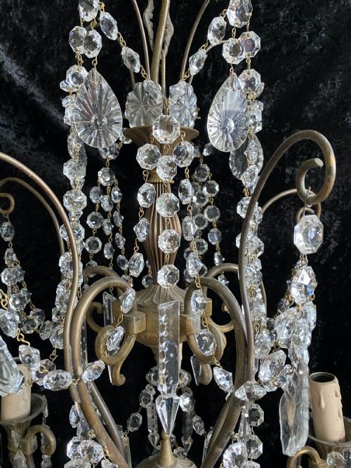 FIVE LIGHT DARK FRAMED PRETTY ITALIAN CHANDELIER - ADDITIONAL PHOTO 2
