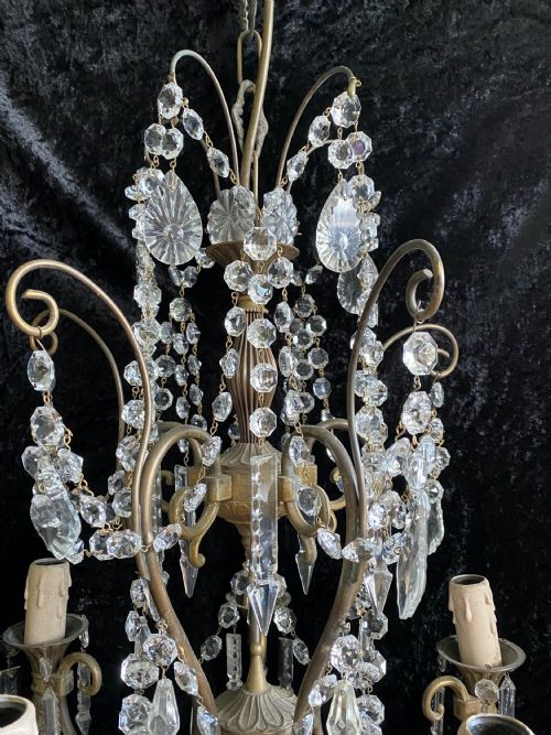 FIVE LIGHT DARK FRAMED PRETTY ITALIAN CHANDELIER - ADDITIONAL PHOTO 3