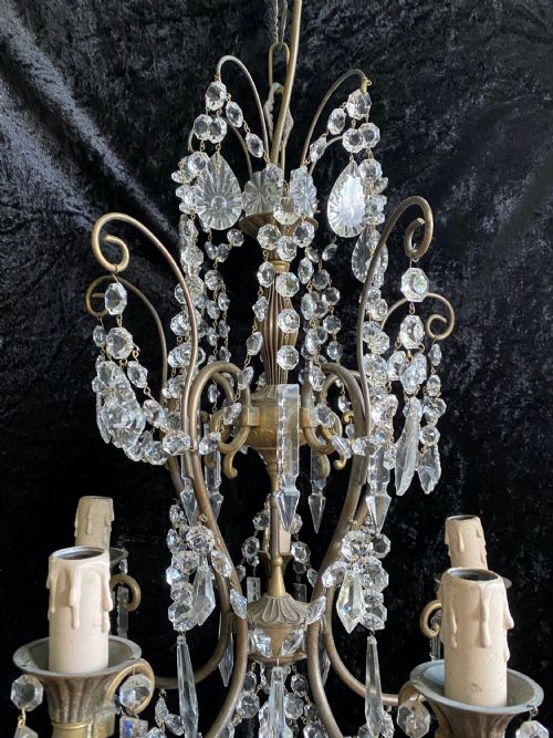 FIVE LIGHT DARK FRAMED PRETTY ITALIAN CHANDELIER - ADDITIONAL PHOTO 4